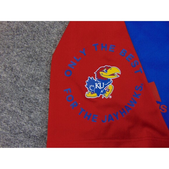 Kansas‎ Jayhawks Shirt Mens Small Blue Red Adidas Polo - Picture 3 of 9